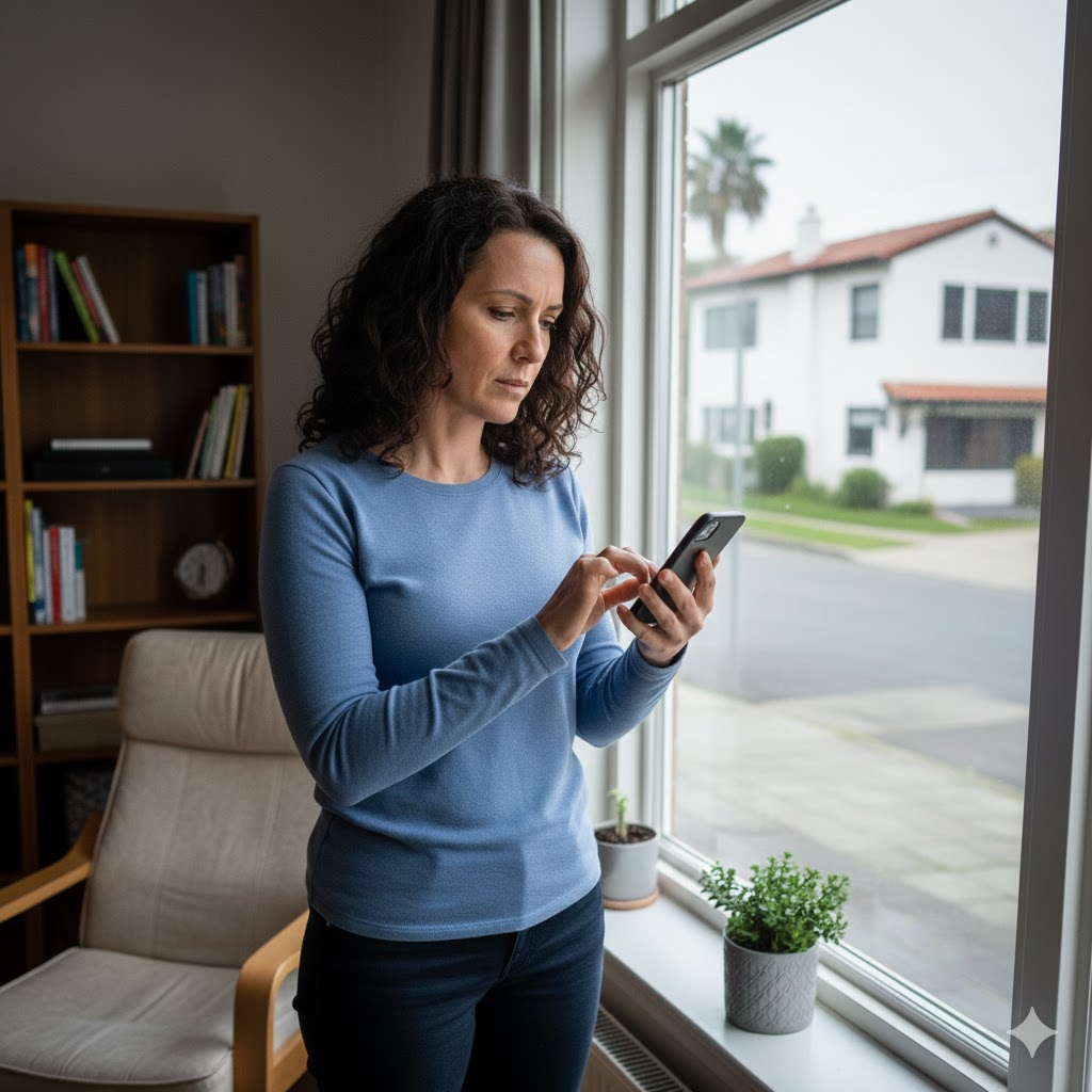 Residente reportando incidente en celular